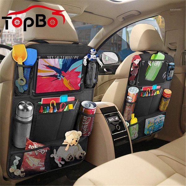 

multi-pocket car seat back organizer hanging storage bag stowing tidying anti-kick mats for kid tablet cup holder1