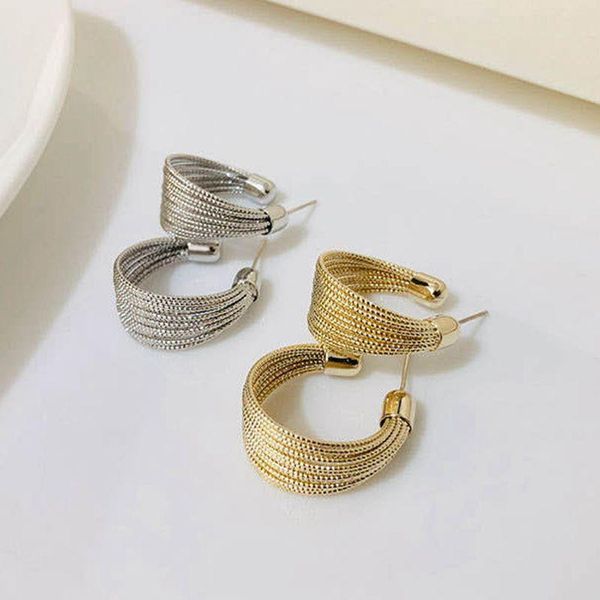 

dangle & chandelier s925 silver needle fashion brushed circle metal earrings female korean european and american cold wind
