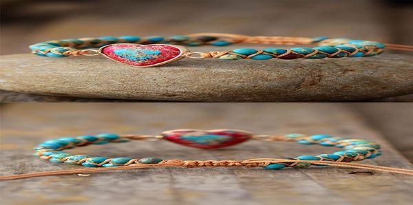 

природный камень сердце шарм браслеты струнные плетеные макраме браслеты ясперс friendship wrap браслет femme женщин ювелирные изделия jllqr, Golden;silver