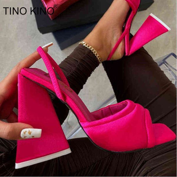

triangle high heels summer sandals for women 2022 new fashion ladies party shoes wedding pu back strap female dress sandals y0121, Black