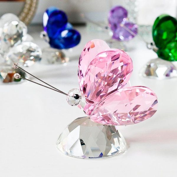 

h&d pink crystal butterfly figurine animal ornament for home decor, 2.4",gifts for valentine's day home wedding decor