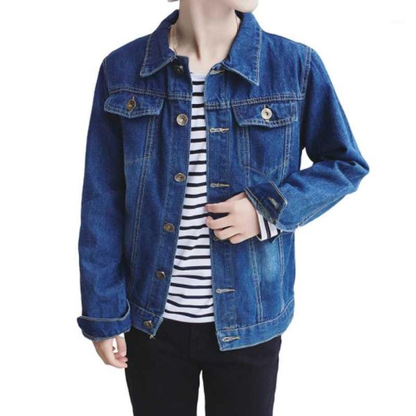 

spring new hong kong style men's outerwear jacket denim jacket solid blue cotton casual college windbreaker jackets1, Black;brown
