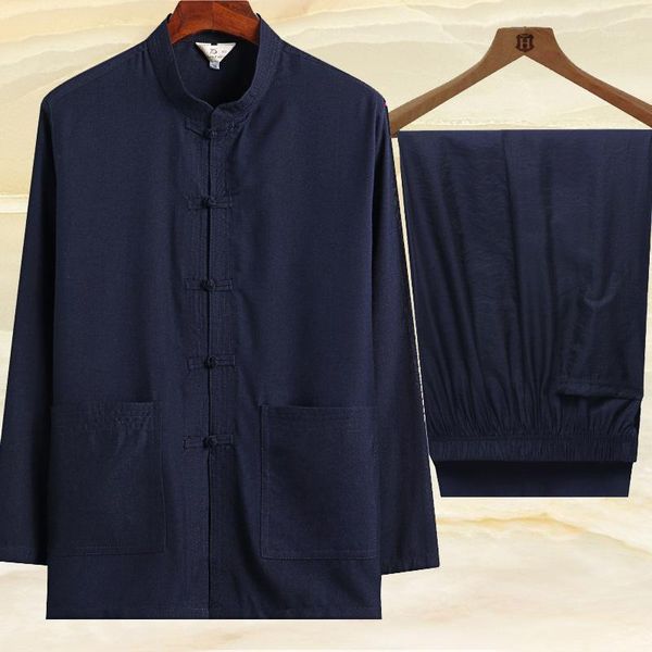 

mens cotton linen shirts fashion summer short sleeve slim loose shirts male china gonfu casual send the pants1, White;black