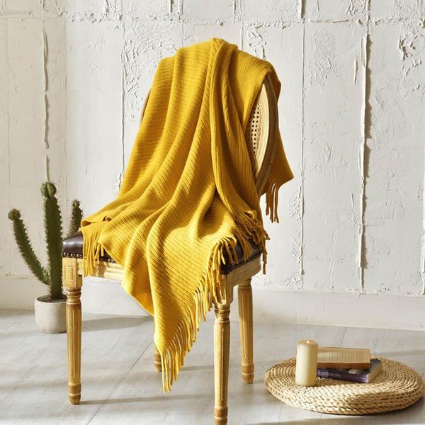 

blankets nordic knitted tassel blanket travel airplane coverlet home armchair recliner deor baby bedding comforter1