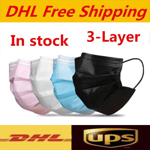 

black dhl ups disposable face masks pink white with box with elastic ear loop 3 ply breathable dust air an