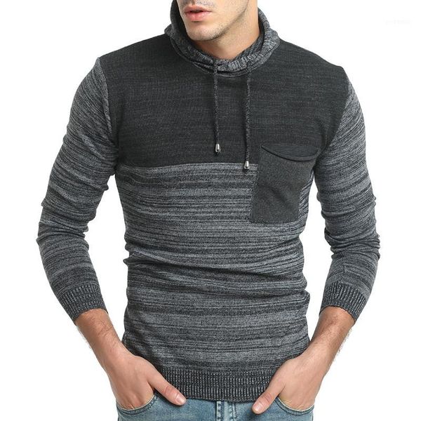 

sweater pullover men 2020 male brand casual slim sweaters men spell color thick hedging turtleneck 's sweater1, White;black