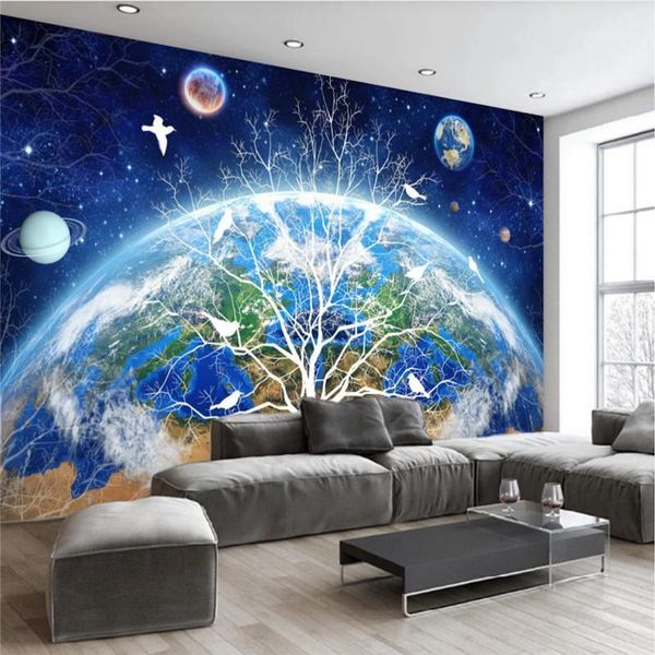 

wallpapers european abstract earth starry trees blue background mural wallpaper for living room bedroom walls 3d wall papers home decor1