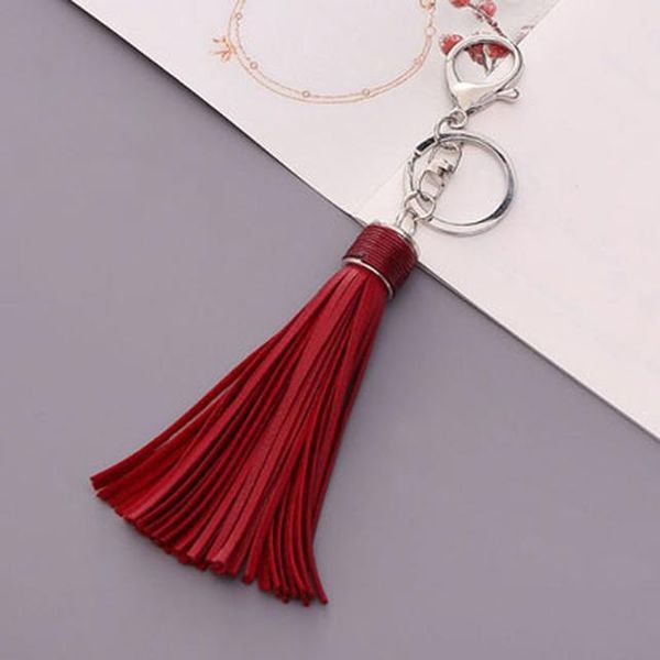 

casual leather tassels women keychain bag pendant alloy car key chain ring holder retro jewelry llavero gl5004 h jllkyi, Silver