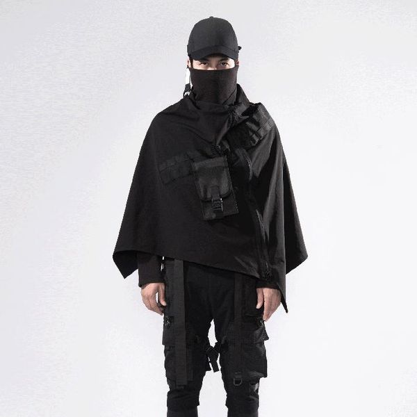 

pupil travel techwear cape tactical poncho cyber style cloak, Tan;black