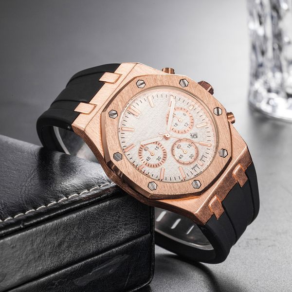

2021 new men's brand luxury quartz watch casual fashion stainless steel military watch ing, Slivery;brown