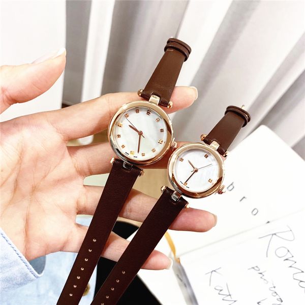 

wholesale price fashion women watch nice lady quartz wristwatch clock new genuine leather japan movement relojes de marca mujer, Slivery;brown
