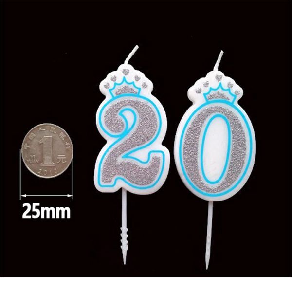 

creative silver pink/blue crown birthday candles digital 0-9 smoke-candles cake for children gifts birthday de sqctus