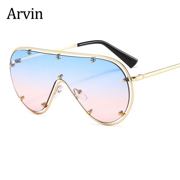 

sunglasses men glasses gradient pink rivet woman fashion oversized metal frame vintage square sun female shades, White;black