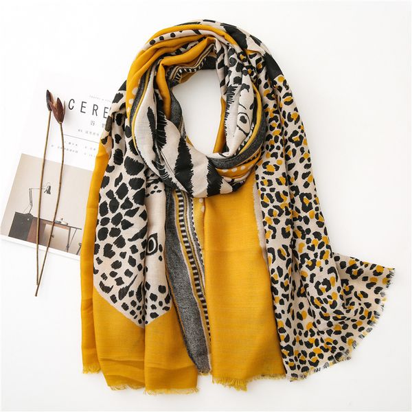 

fashion animal leopard dot fringe viscose shawl scarf women autumn winter wrap pashmina stole bufandas muslim hijab t200407, Blue;gray