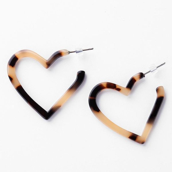 

bohemian heart-shaped acrylic stud earrings 2020 fashion jewelry statement leopard earrings for women tortoiseshell brincos g1, Golden;silver