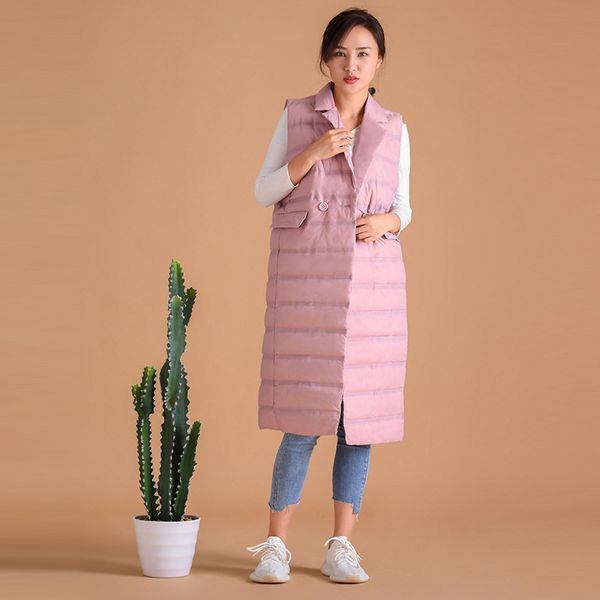

2021 new women's vest ultra light down vests female sleeveless windproof lightweight warm long waistcoat uqcd, Black;white