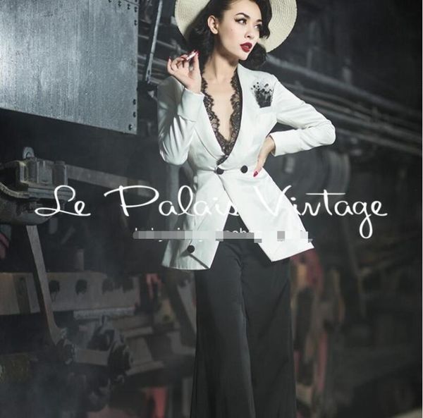 

elegant slim lace blazer fashion temperament vintage ladies jacket, White;black
