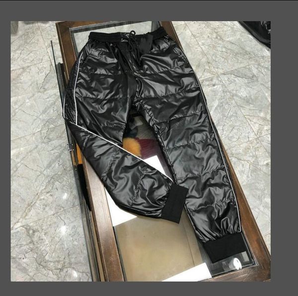 

2021 new brand winter man down pants solid black color thicken windproof warm cotton pants elastic waist outdoor trousers