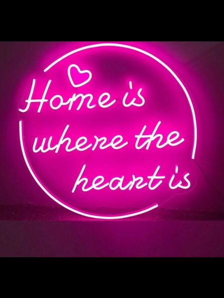 

neon sign home is where the heart is room wall window light decorate home l store display business impact attract light