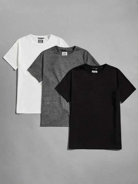 

men 3 pack short sleeve tee m0c7#, White;black