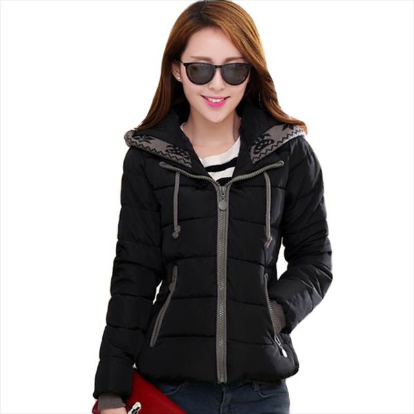 

new design 2019 winter jacket women hooded cotton padded outwear female coat casaco feminino inverno short parka, Black
