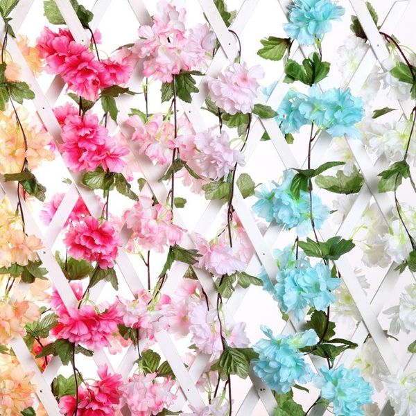 

decorative flowers & wreaths artificial cherry blossom vine imitation flower plant rattan decoration wedding pographic