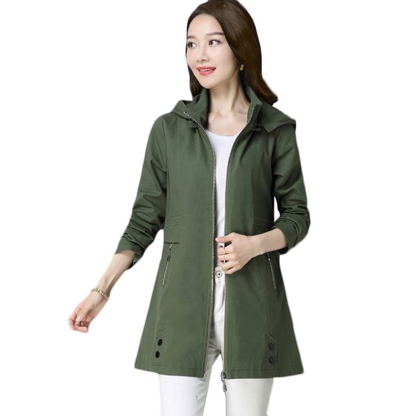

spring autumn new plus size windbreaker women fashion elegant long slim coat women's korean casual hooded trench coats b321, Tan;black
