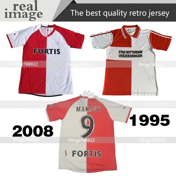 

1994 1995 1996 2007 2008 retro feyenoord soccer jerseys vintage classic collection calcio makaay football shirts hoem red white 94 95 96, Black;yellow