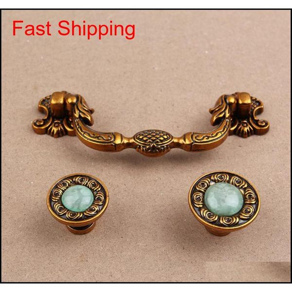

96mm 128mm europen vintage style furniture handle bronze drawer cabinet knob artificial stones dresser handle 5 qylzrd yh_pack