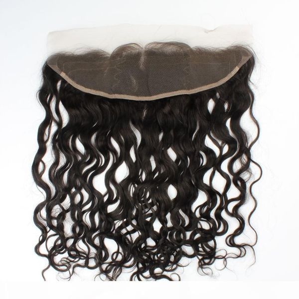 

бразильский девы человеческих волос 13x4 кружева фронтальная свободная часть необработанные волна воды фронтальная закрытие natural color 8, Black;brown