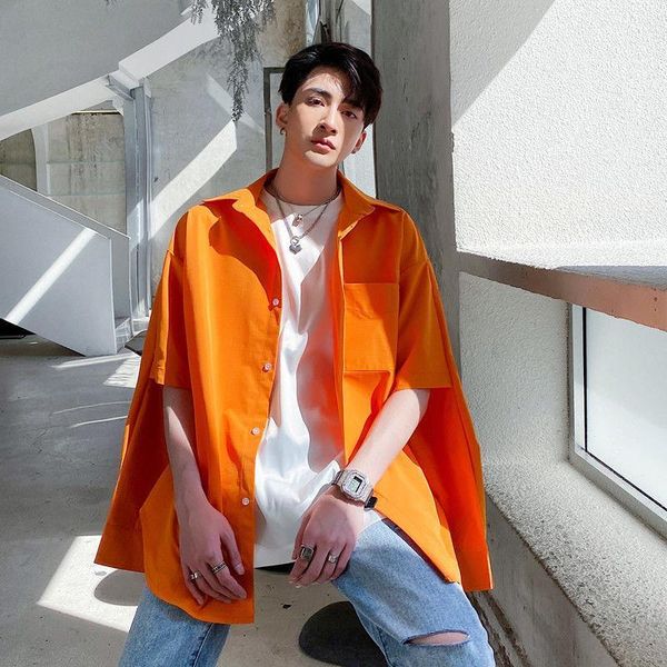 

men's wear two-wear shirt male's fashionable brig color hollow out long sleeve shirt 2020 korean style tide 9y27811, White;black