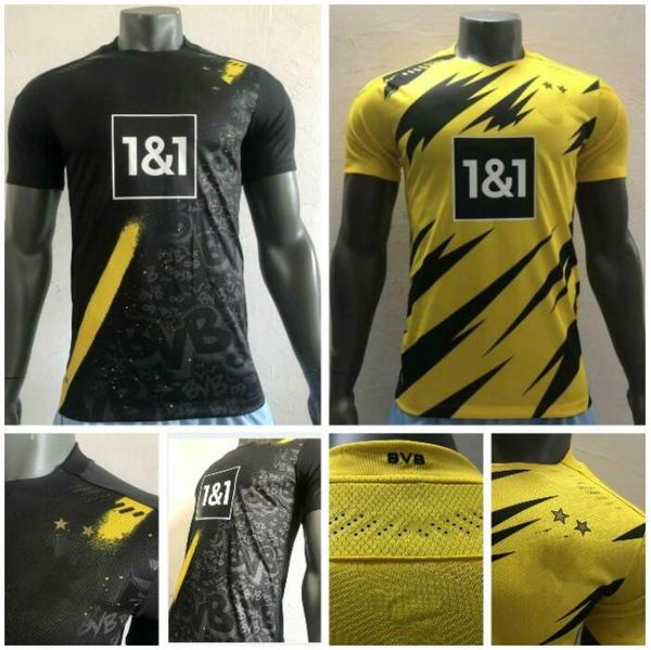 

player version haaland reus borussia 20 21 dortmund soccer jerseys football shirt bellingham sancho reus hummels brandt maillot de foot, Black;yellow