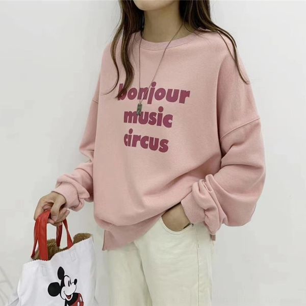 

2 bluetree for tree korean autumn new bo letter loose print large round neck sweater blue sweater sweaterwomen mqclb, Black