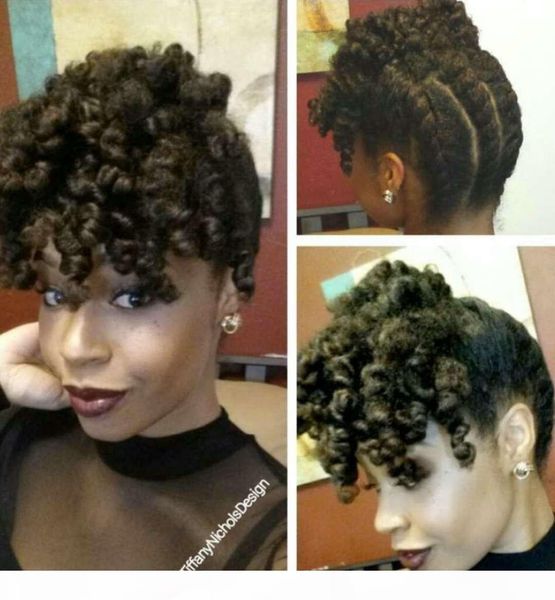 

short curly drawstring ponytail bang fringe hairpiece clip in brazilian hair curly african american clip in extensions 120g 5colors, Black