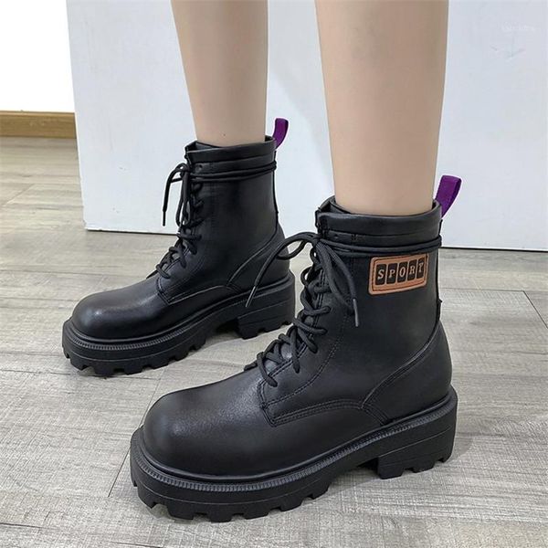 

2021 genuine leather women boots ankle boots female autumn winter shoes woman motorcycle women 's ankle botas mujer1, Black