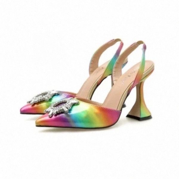 

women's sandals color asakuchi fashion shoes wine glass high heels large size 41 pointed rhinestone lazy slipper women's shoes #4p, Black