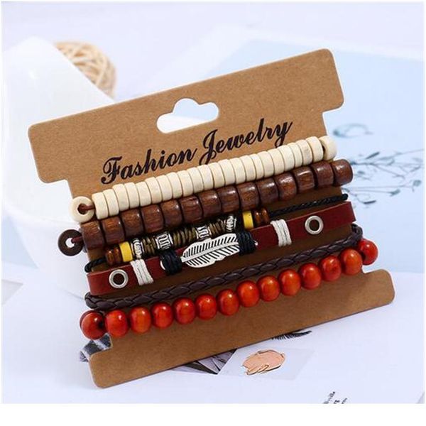 

4pcs trendy men jewelry braided leather rope bracelet handmade stone beads bracelets punk men wrist band pulser wmtiax, Golden;silver