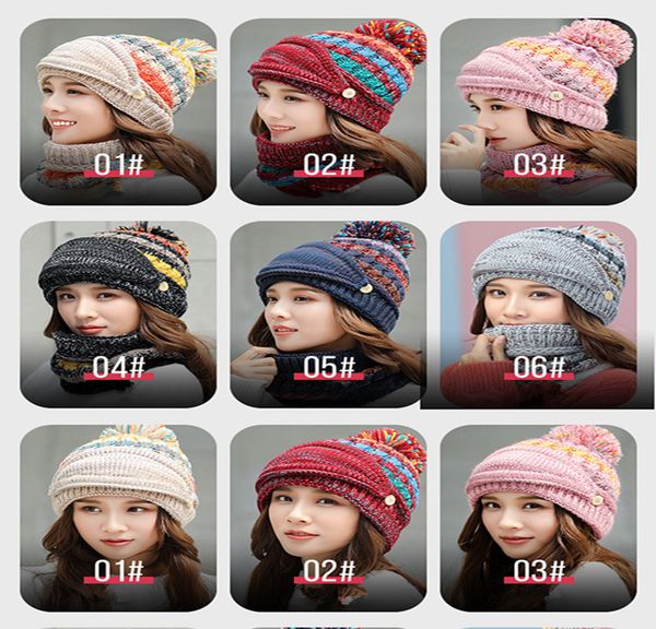 

hat womens autumn and winter cute knitted hat plus velvet cold protection ear protection scarf fashion accessories, Blue;gray