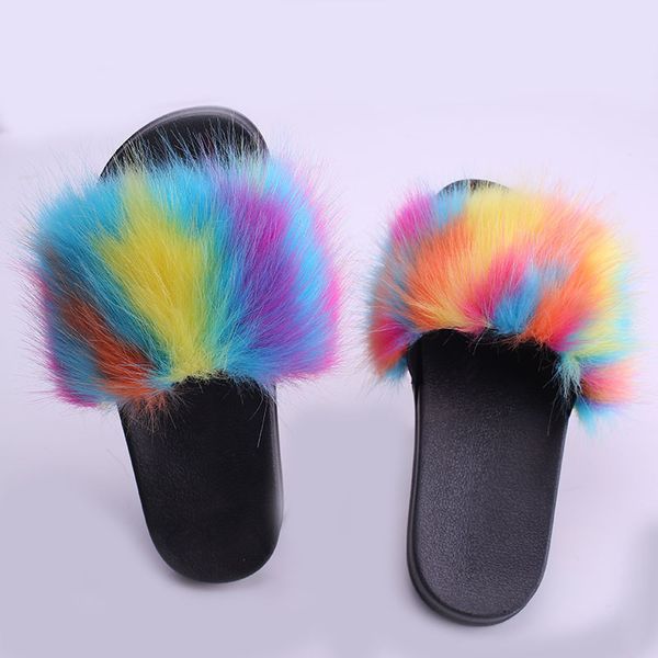 

2020 new house one character hair slippers summer ladies fashion new plush slippers y200706, Black