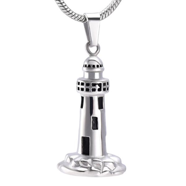 

ijd10012 lighthouse pendant human pet ashes holder keepsake selling stainless steel cremation urn necklace jewelry, Silver