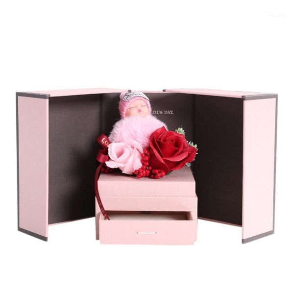 

gift wrap jewelry box artificial rose flower scented soap necklace holder birthday for girls romantic valentine's day wedding flowers1