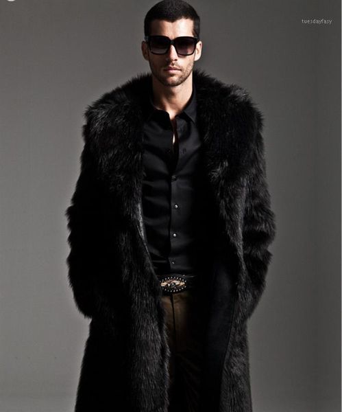 

men's leather & faux men fur coat winter 2021 plus size parka jackets full length overcoats with collar coats1, Black