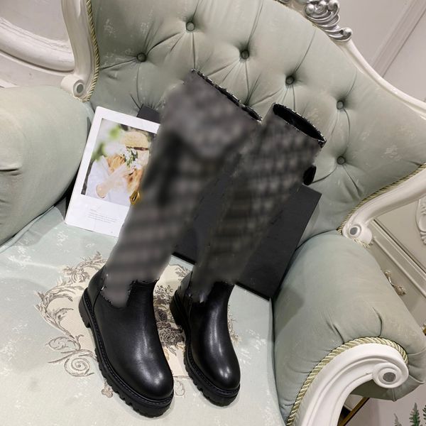 

women martin boots platform knee boot shoes thigh-high boots new fashion knight boots winter boot with letter knee high boot, Black