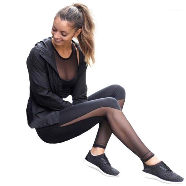 

yoga outfits women fitness leggings high waist mesh patchwork skinny push up pants athletic casual trousers workout pants#401, White;red