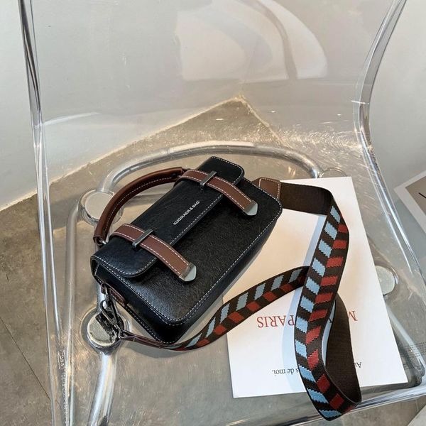 

women's bag 2020 new korean fashion casual versatile color contrast square bag women's wide and narrow belt messenger
