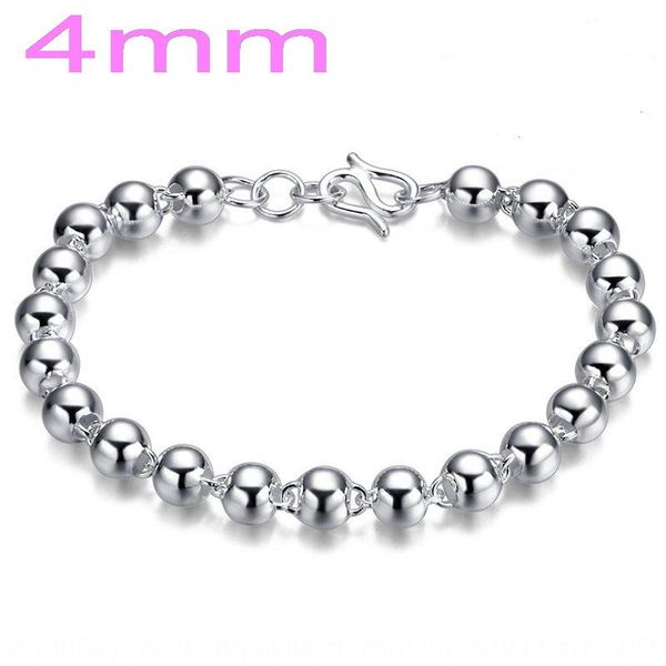 

s990 beads sterling sterling silver bead bracelet silver jewelry female bracelet 4mm xs0lg, Golden;silver