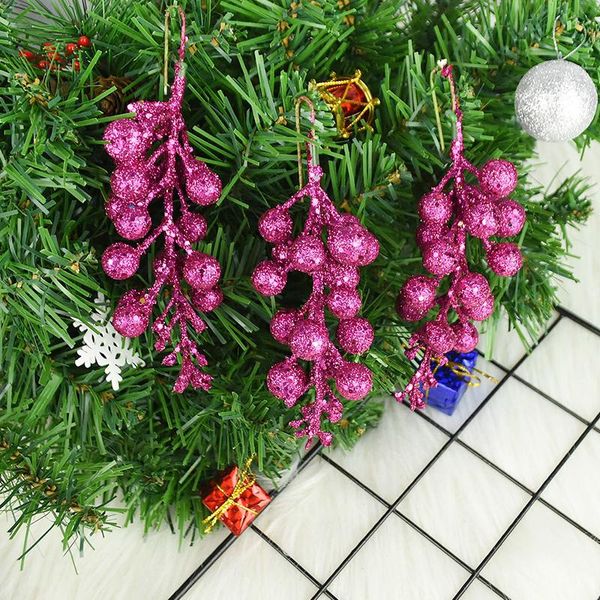 

3шт блеск искусственное cherry berry украшения рождественской елки для дома поддельные цветы xmas партия новый год висячие украшения jllrld