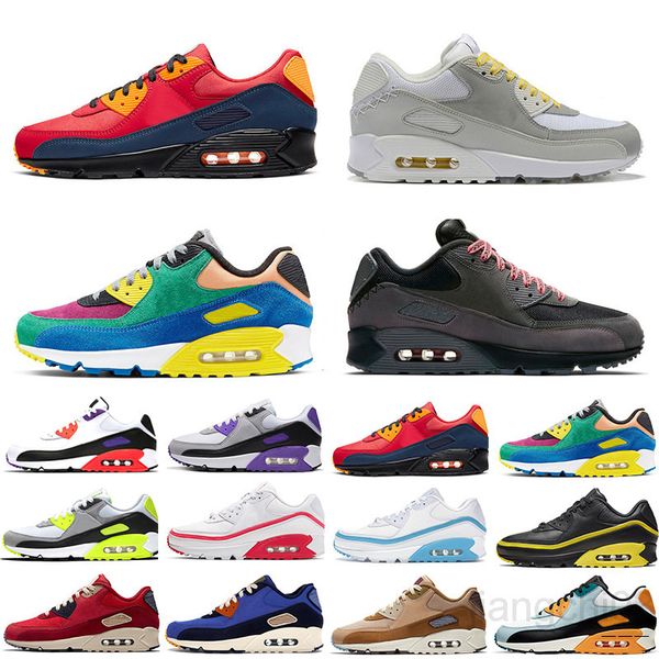 

mens sneakers shoes classic 90 casual shoes black red white sports trainer cushion surface breathable sports shoes size 40-45 gr6t