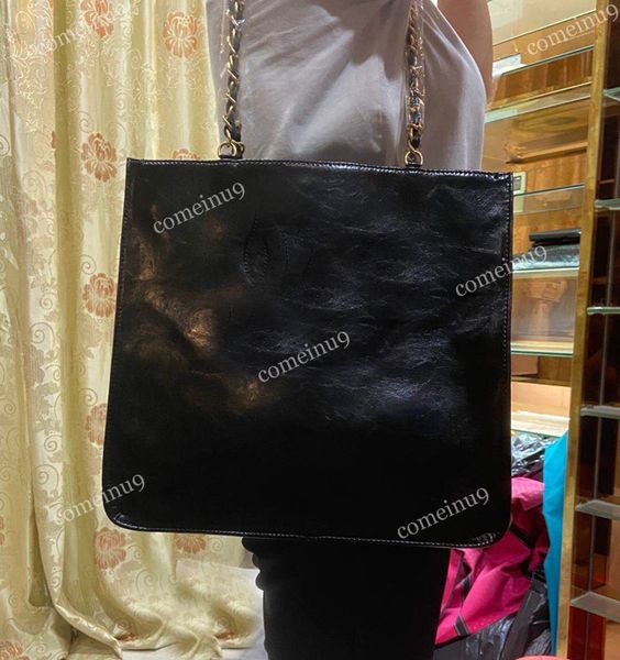 

wholesale women's oil wax leather shopping tote wine red vintage genuine leather shoulder bag chain purse large shopping bags 8896 blac