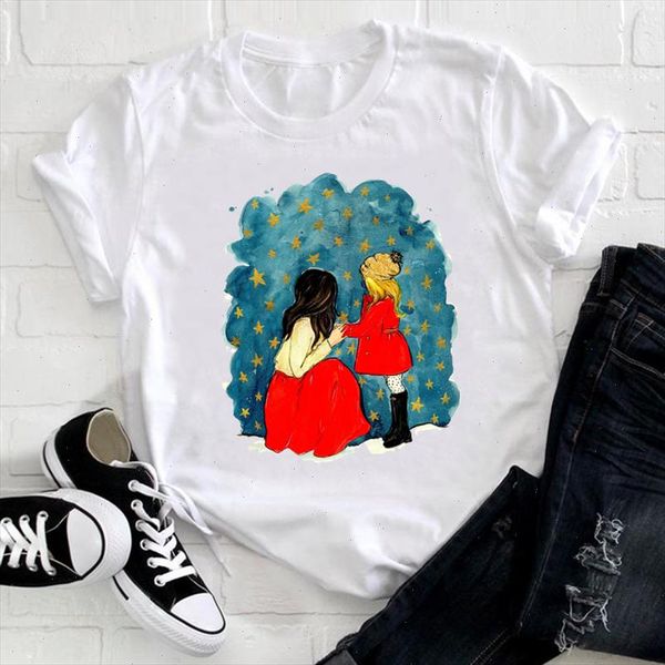 

women cartoon spring cute fashion girl daughter 90s mom mama mother clothes ladies graphic print tee tshirt female t shirt, White